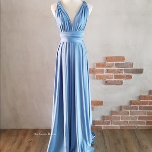 Dusty Blue | long wrap bridesmaid dress |versatile